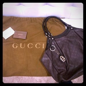 GUCCI Sukey Large Tote Dark Brown
